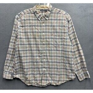 Nautica Button Down Shirt Men's Plaid 100% Cotton Long Sleeve Size XXL